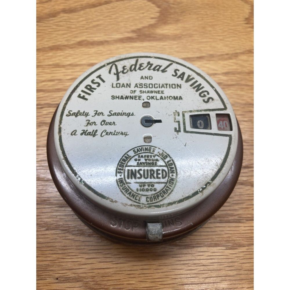Vintage Steel Add-O-Bank First Federal Savings & Loan Of Shawnee Oklahoma No Key